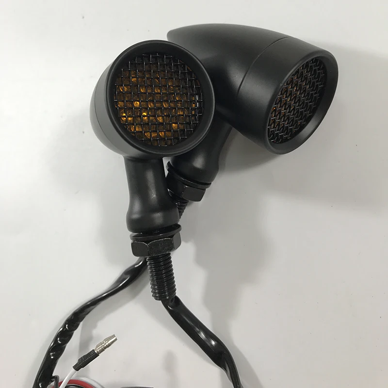 Classic Bullet Motorcycle Turn Signal Lights Custom LED Blinker Indicator Amber Turning Lamp With Mesh For Scooter Bicycle