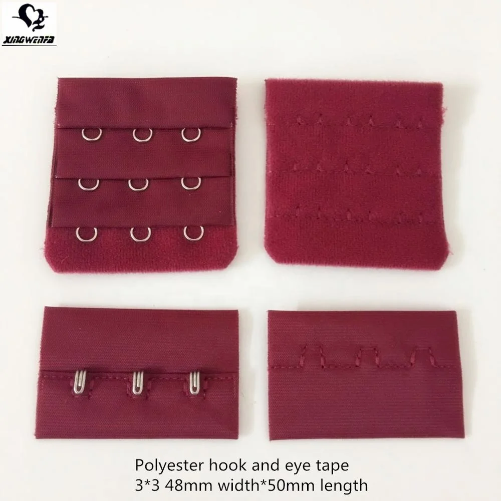 48mm 3*3 wine color Good quality polyester bra hook and eye tape