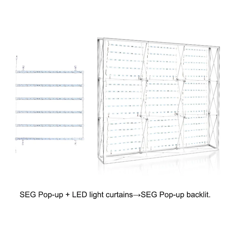 Folding Advertising Trade Show Equipment 3x3 4x3 SEG pop up display banner stand