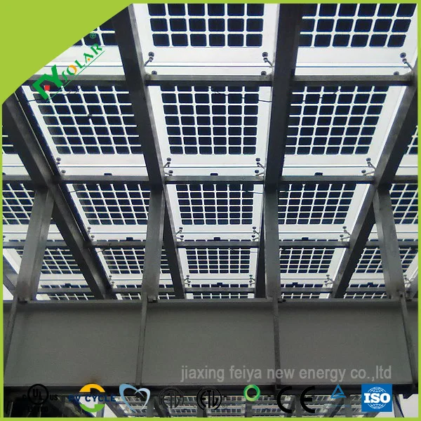 BIPV double solar glass transparent solar panel pv module for roof