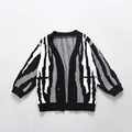 Retail Autumn Winter Korean Knitwear Cardigan Boys And Girls Zebra stripe Rabbit Fiber Sweaters Kid Fashion