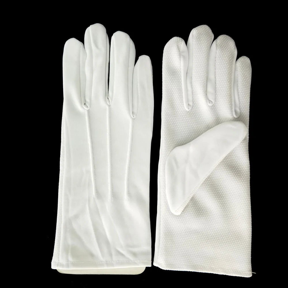 
3 lines white Polyester dot palm police parade driving gloves Ceremony 