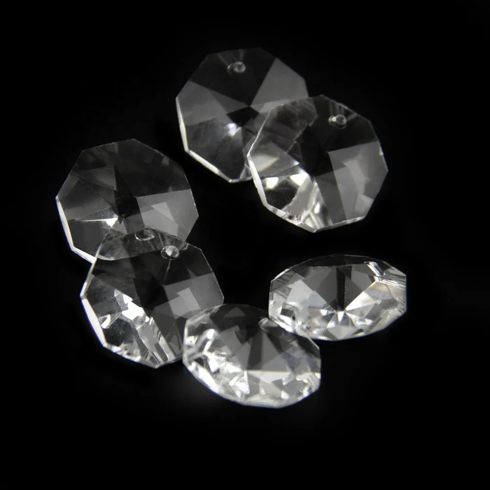 Beautifully 14mm Suncatcher Clear Octagon Faceted Crystal Prism Beads For Chandelier Light Decoration