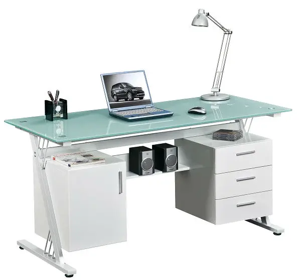 
office big glass computer table with cabinets 