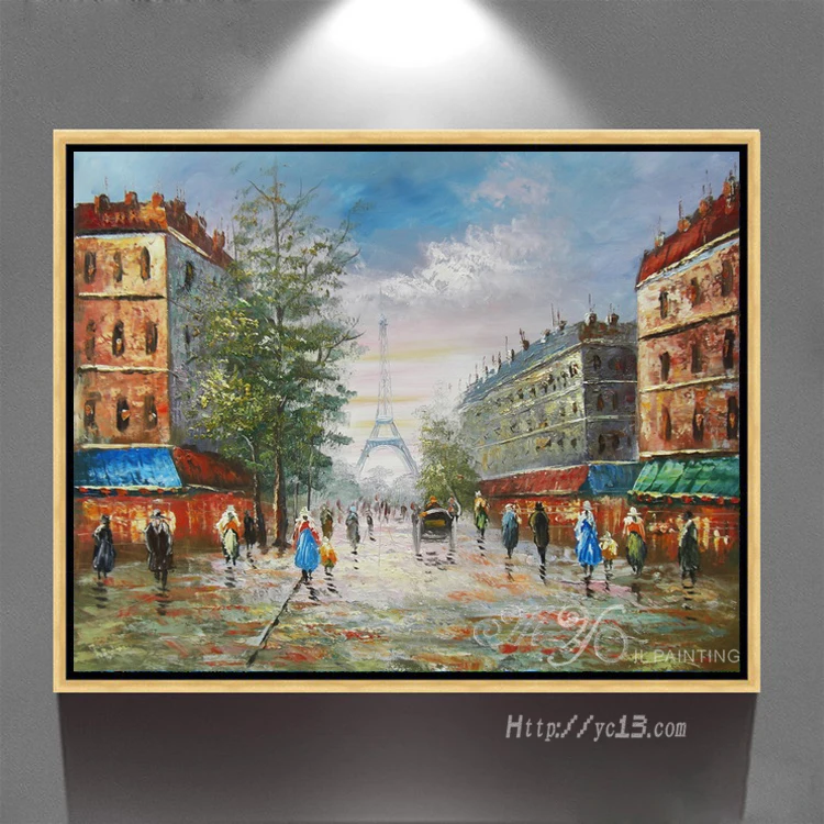 50% off Existing samples Paris street scenery hand painted Wall Pictures painting ZQ-184