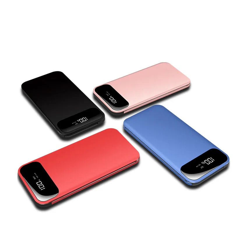 
New Design Mobile Phone Chargers 10000mah Mobile Power Bank with built in charging cable for android and iphone 