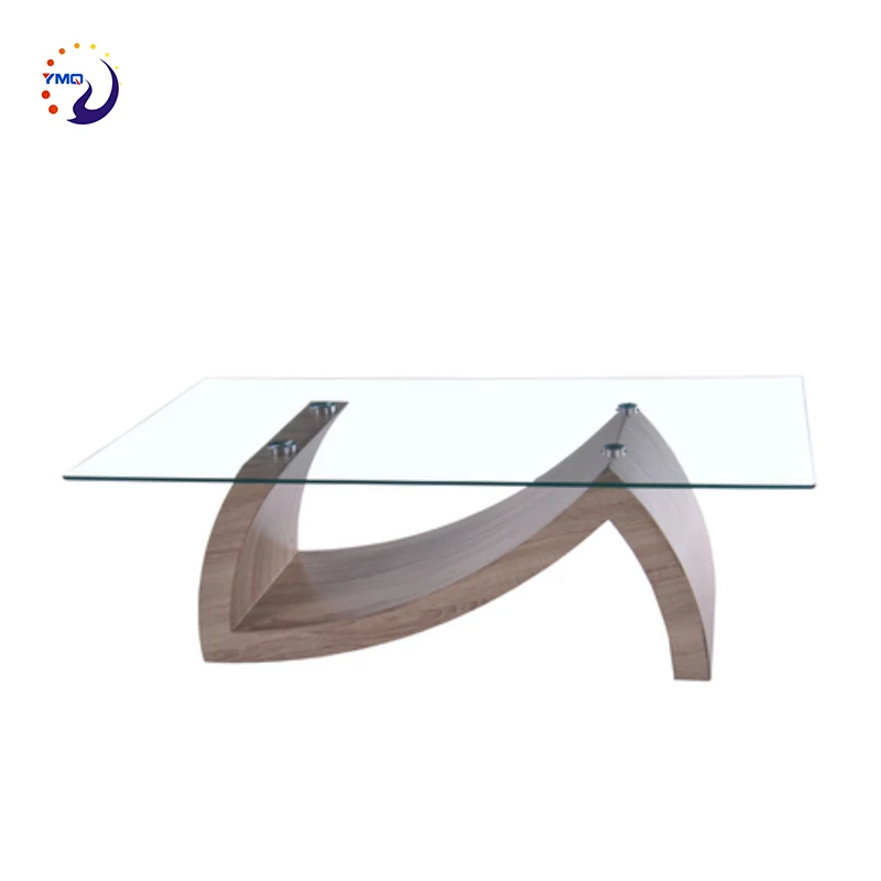 Living room furniture MDF wooden tea table design glass coffee table