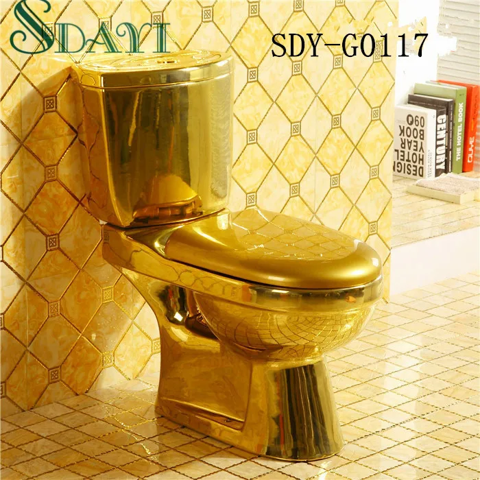 golden ceramic color  wc toilet bowl bathroom two piece gold toilet