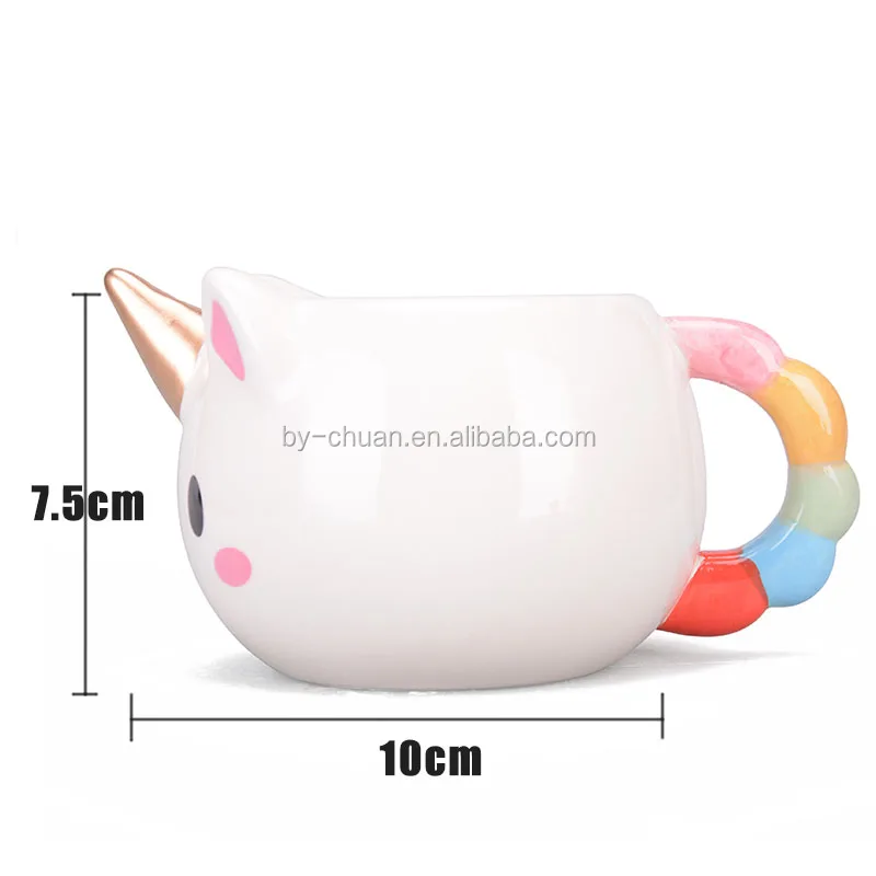 Unicorn Mug 300ml Rainbow Horse Cup Cuteness 3D Ceramic Coffee Mug Gold Stereo Cute