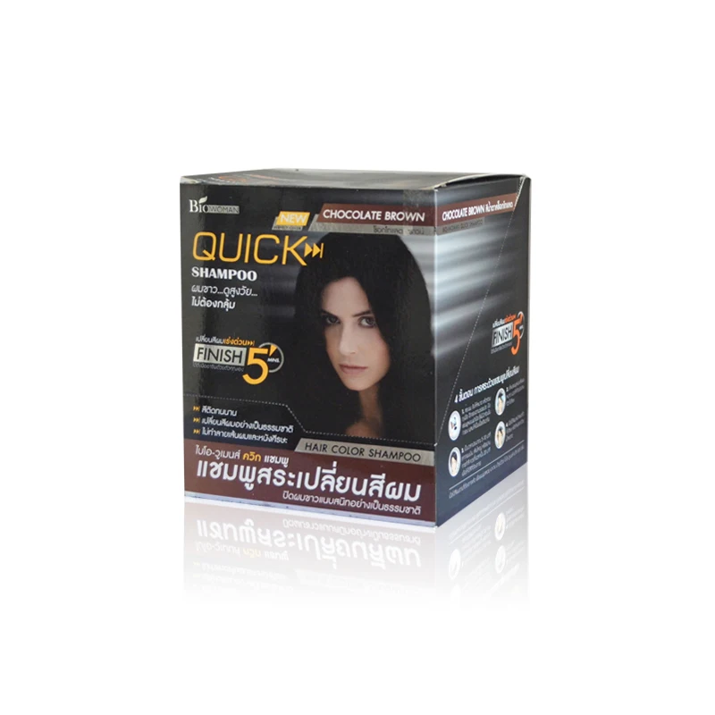 Wholesale Best Thailand Quick 5 Magic Natural Herbal Brown Hair Dye Shampoo Permanent Hair Color in Cream Sachet