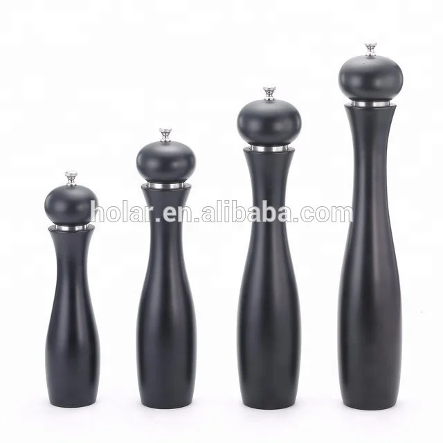 [Holar] Taiwan Made Elegant Refillable Black Salt Pepper Mill With Adjustable Grinder