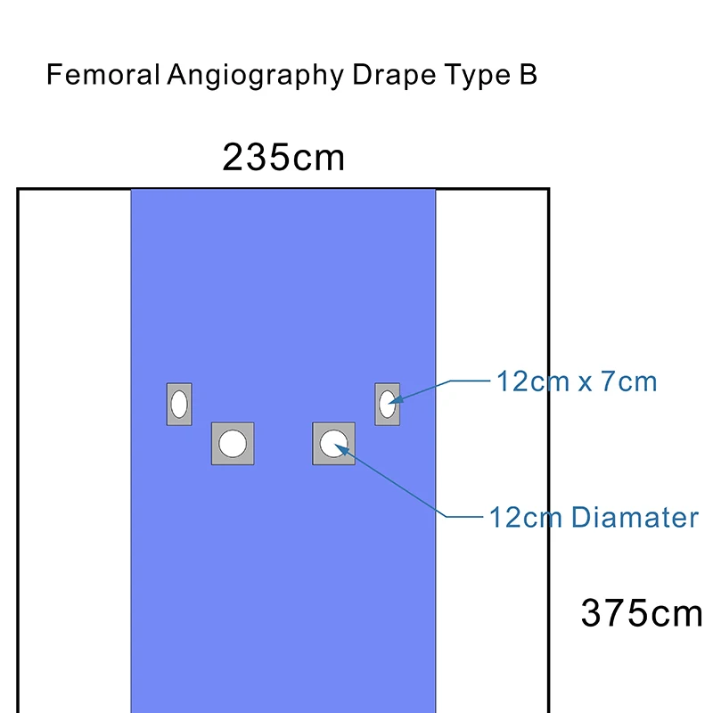 Sterile Surgical Supplies CE Certification Femoral Angiography Drape Type B Surgical Drape