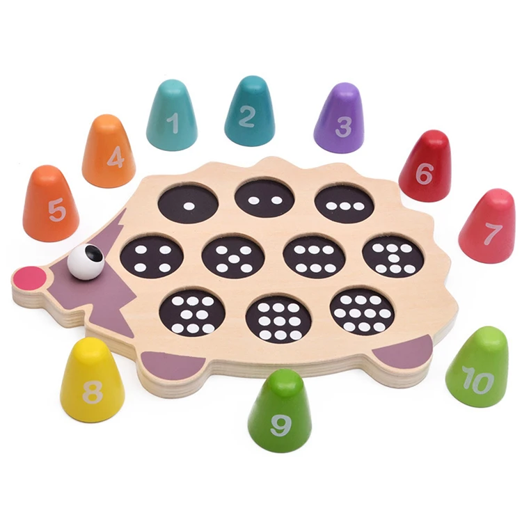 
Kids wooden toy Hedgehog shape number and color matching game toy for preschool child toy 