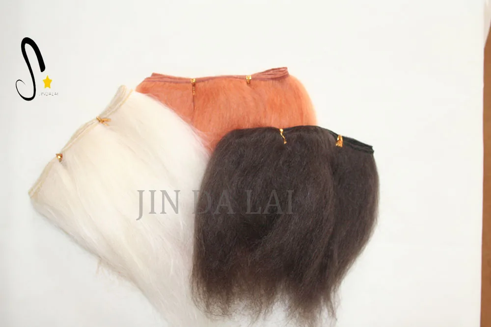 Wholesale 100 percent Mohair weft for doll real Angora Wool Hair doll wig Deep Wavy Mohair Weft Doll