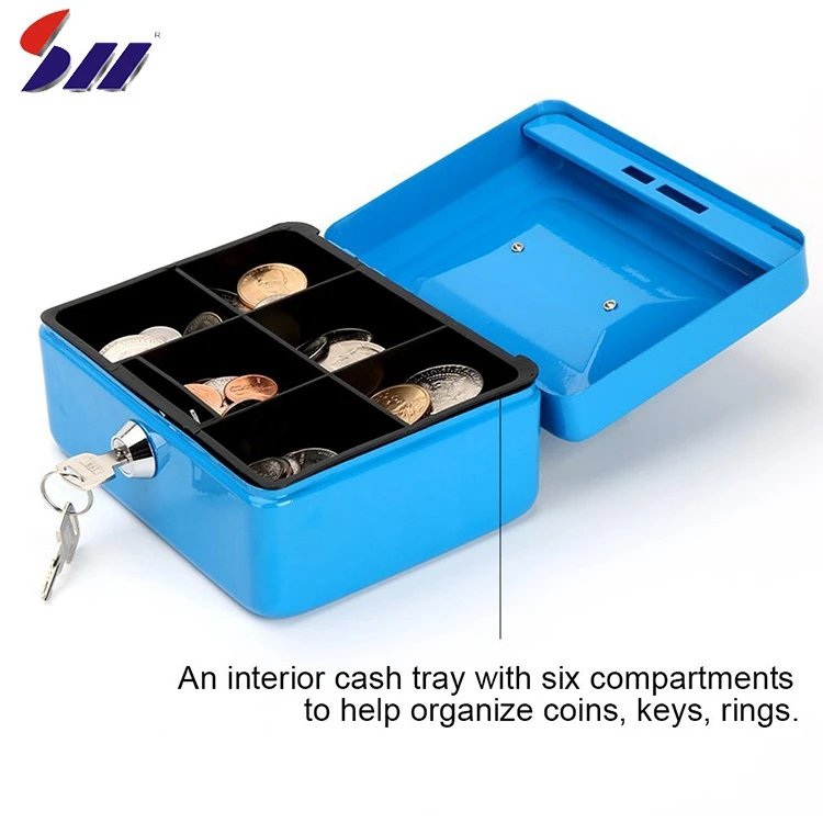 150*118*80 mm steel plastic coin tray cylinder key lock cash box