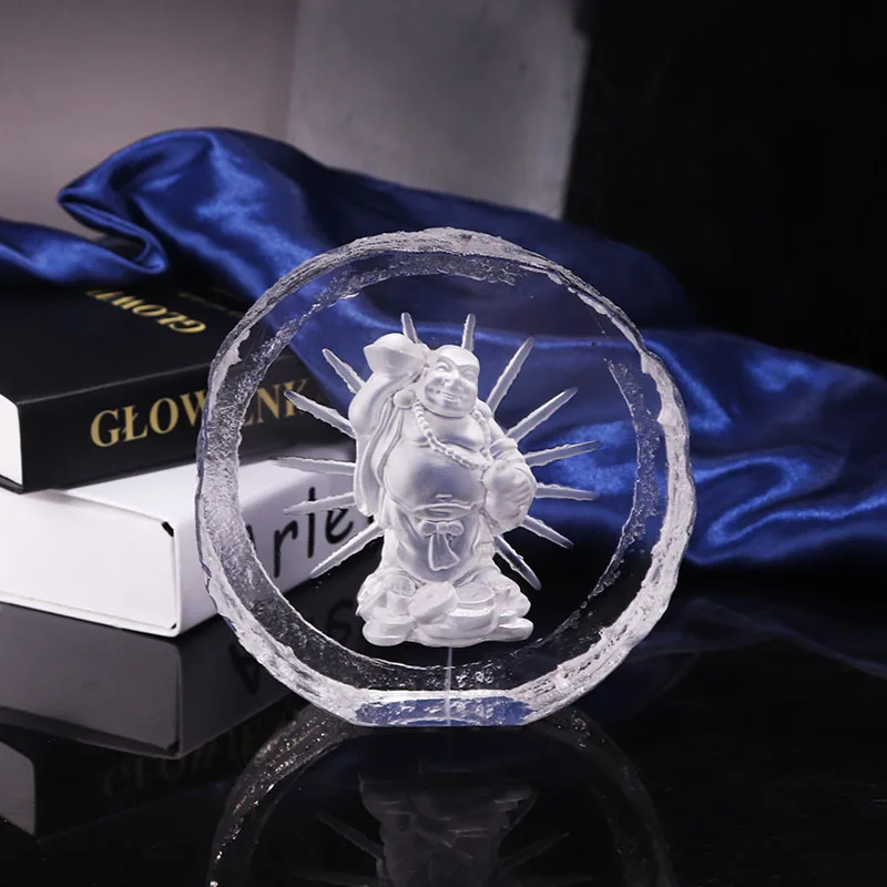 Pujiang kinsam crystal factory direct sales for temple living room display crystal Buddha statue