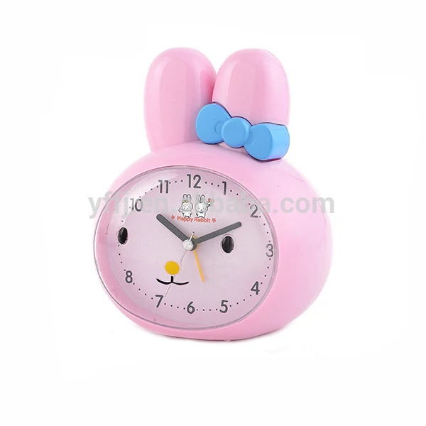 Прекрасный розовый кролик форма индивидуальные пластиковые дешевые будильник