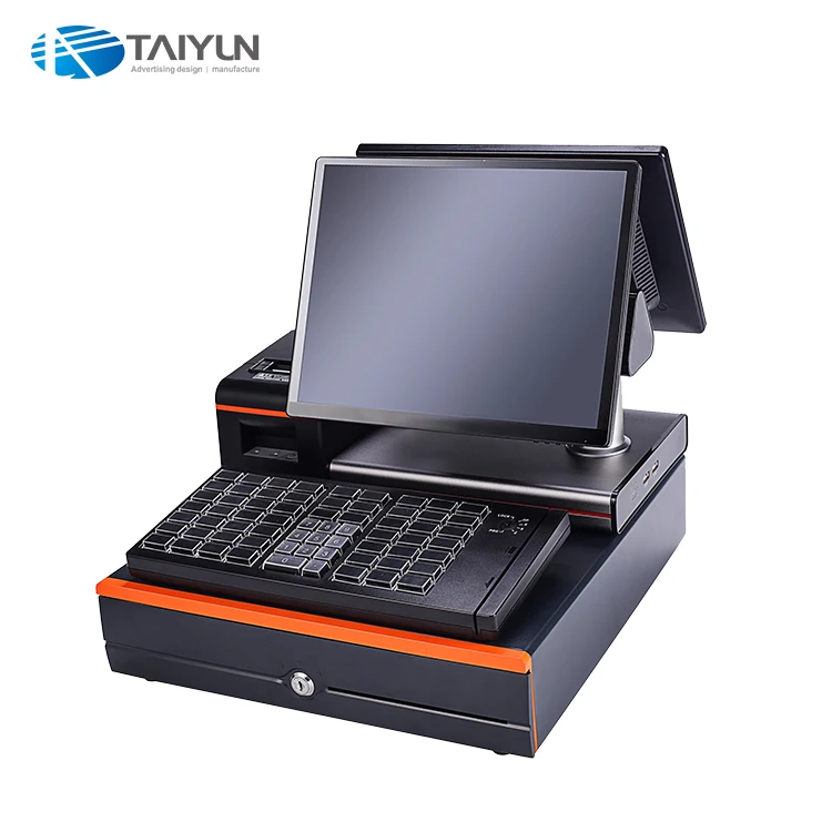 Windows os dual screen pos system cash register for restaurants and supermarket