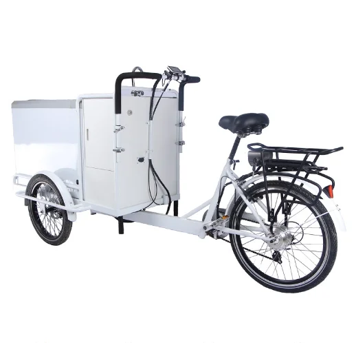 New electric stainless steel ice cream bike food cart cargo bicycle customizable for sale