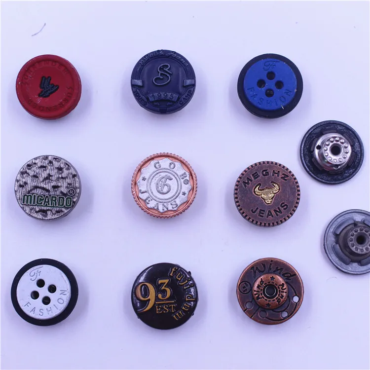 Custom 18mm Zinc Alloy Light Gold Flatback Metal Clothing Buttons For Jeans/Jackets
