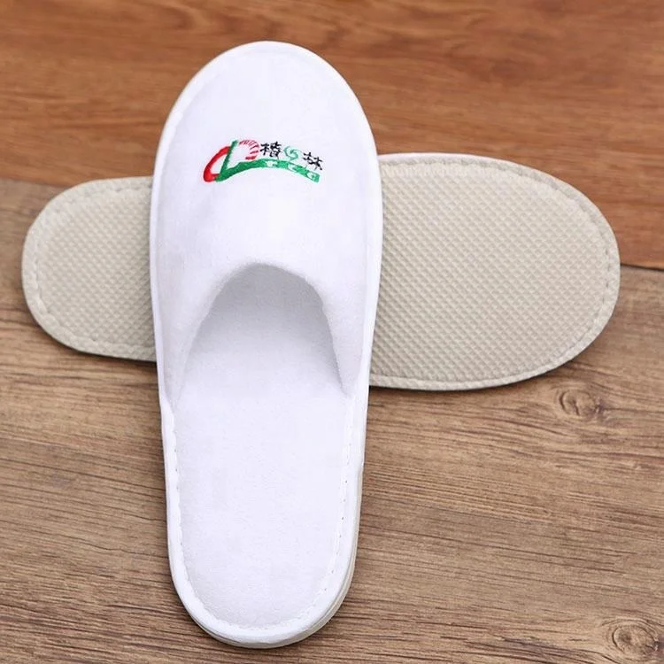 China supplier custom embroidery terry hotel disposable slipper