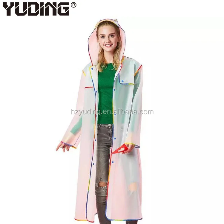 long pvc vinyl raincoat for lady, long extra large rain poncho