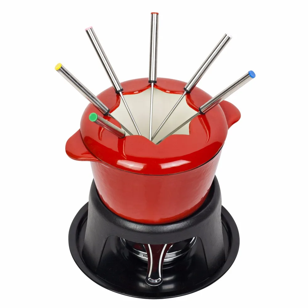 Walmart Cast iron cheese Fondue fountain Enamel Chocolate Hot Pot set for Party