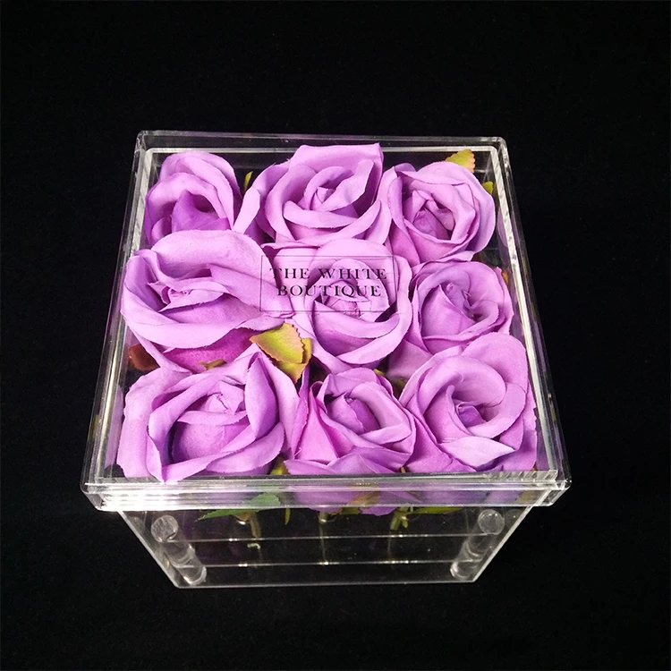 Waterproof Round Clear Acrylic 16 Rose Flower Box