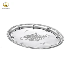 Hot Sales Eco-friendly Safe Plates Silver Dinner Plates Stainless Steel Oval Plate