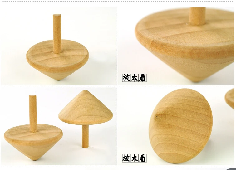 Винтажный Неокрашенный деревянный вращающийся Топ детский игрушечный ручной работы