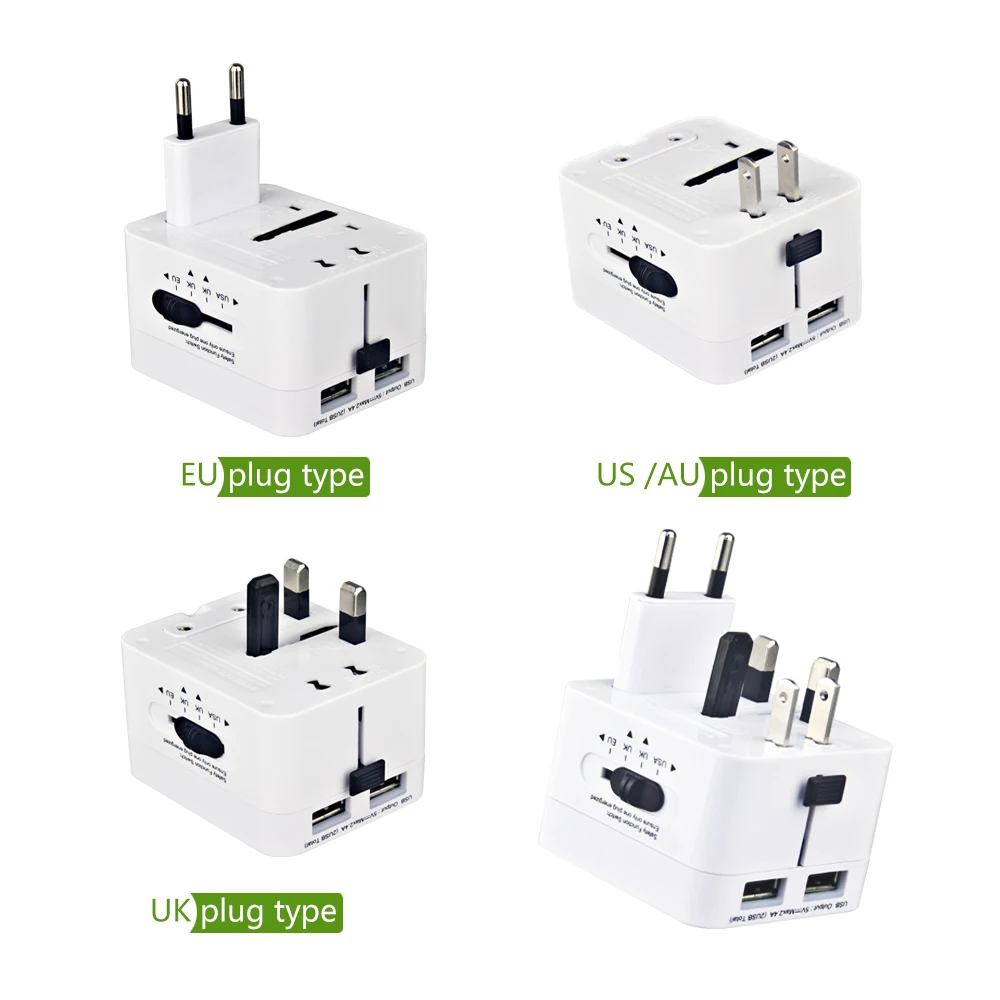 Universal Adapter plug with usb port 5v, 2.4A  UK/US/AU/EU