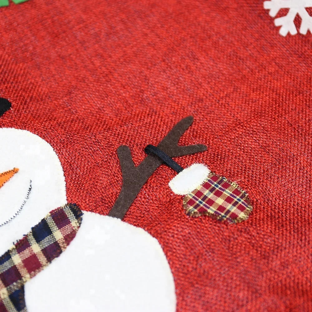 Red snowman linen tree skirt personalised christmas decorations