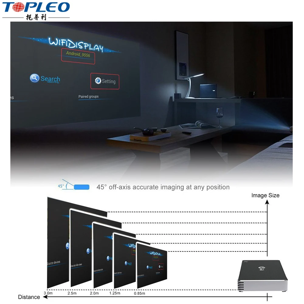 Portable Intelligent focus Keystone Correction DLP holographic laser mini led projector