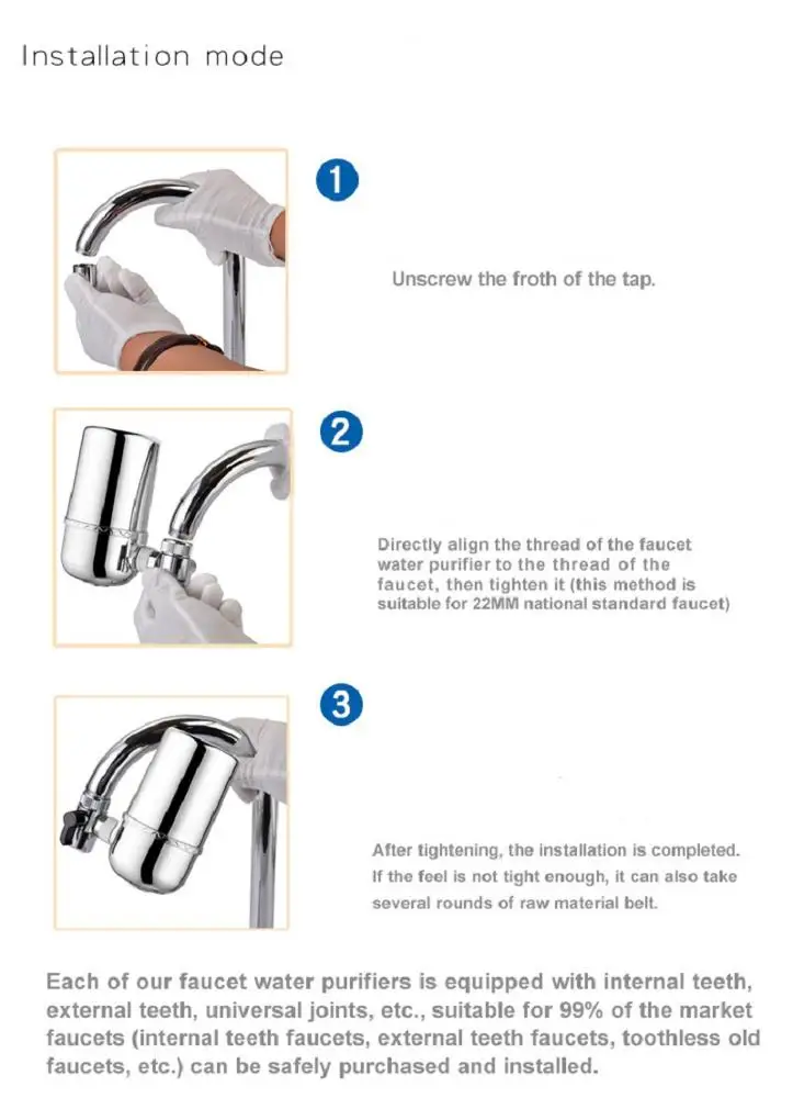 New 360 Degree Rotation Ceramic cartridge Water tap filter faucet purifier for household kitchen water filter system