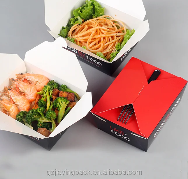 Take Out Rectangle Paper Chinese Noodle Lunch Box For Wholesale