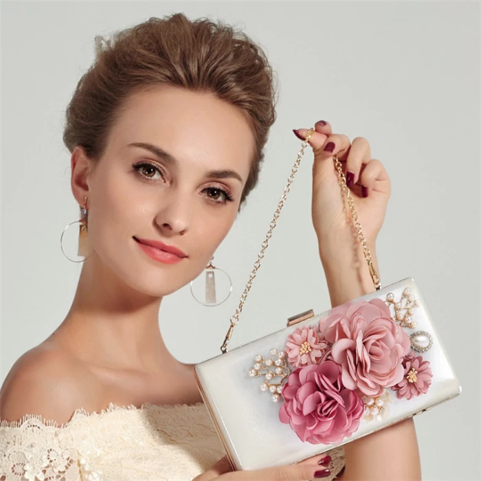 Новая модная элегантная белая вечерняя женская сумка-клатч с красивыми цветами