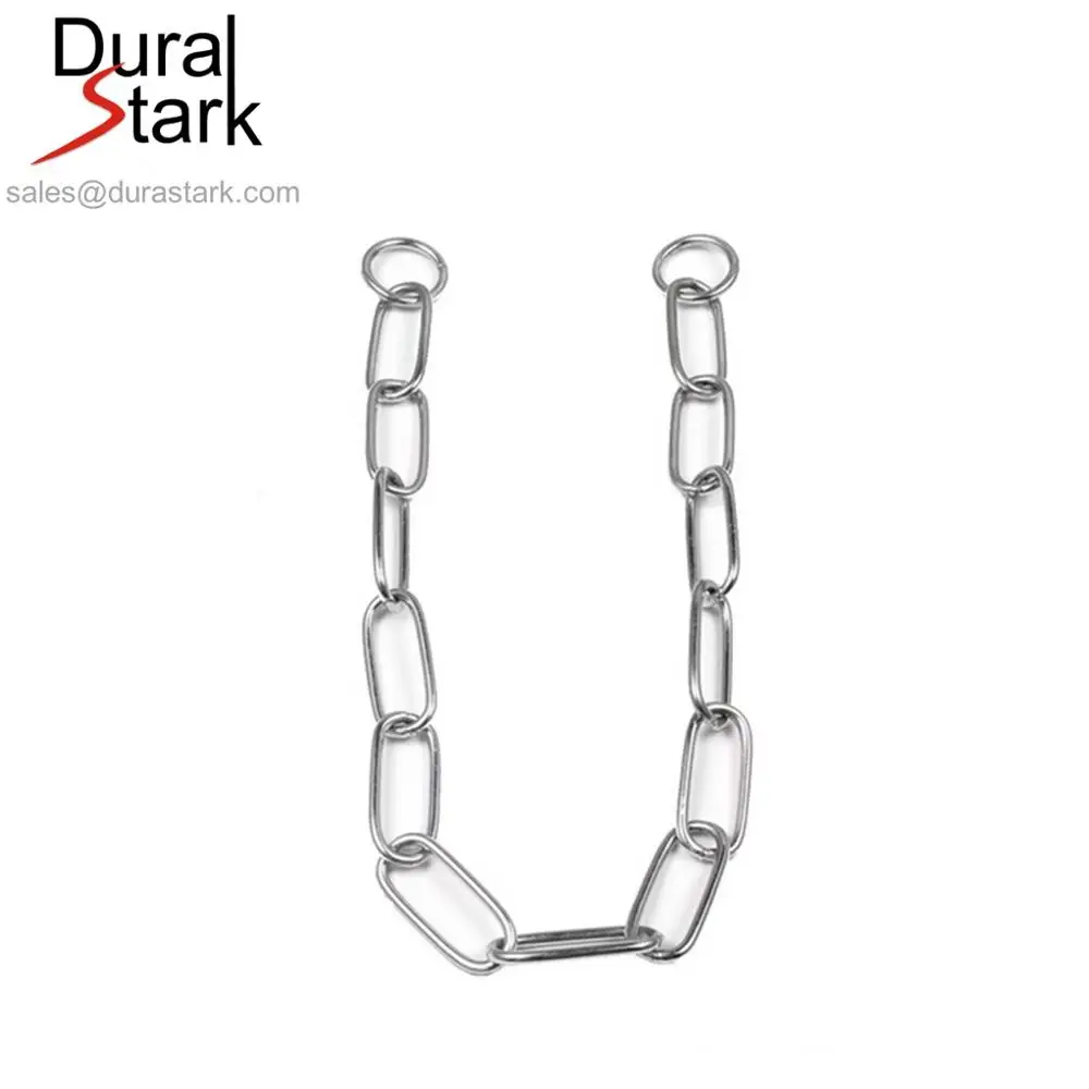 Stainless Steel or Chrome Plated Long Link Choke Chain Dog Fur Saving Collar