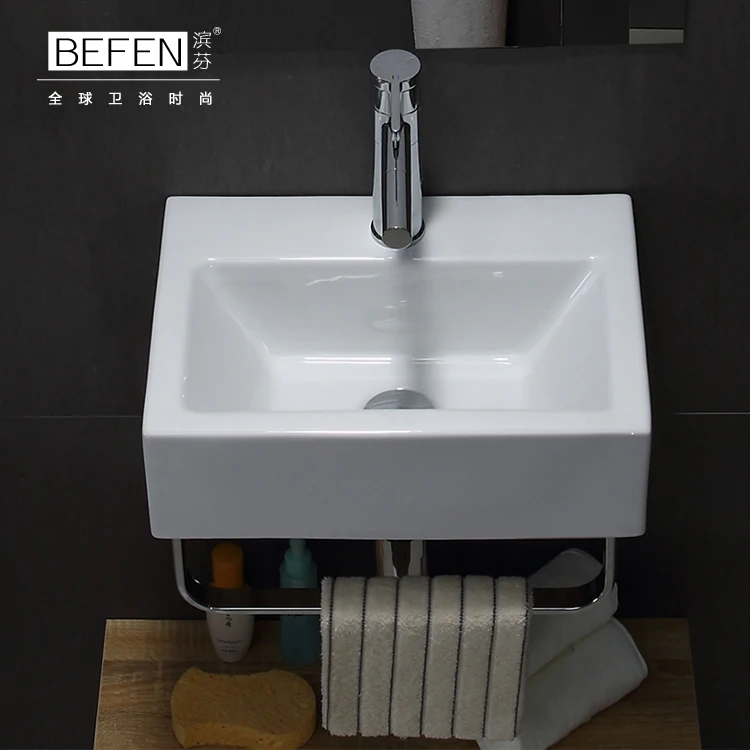 Made in China bathroom rectangular ceramic wash basin price in pakistan wall mounted hand sink