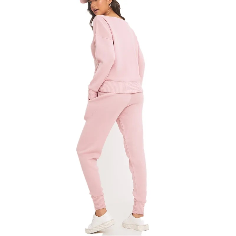 
Wholesale manufacturer custom knitted women two piece lounge set 