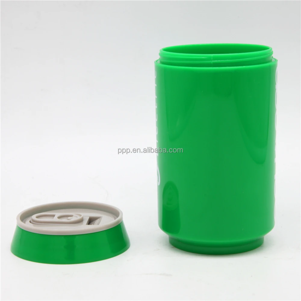
350ml art customed cola beer shaped tin water gift cute plastic can with screw cup 