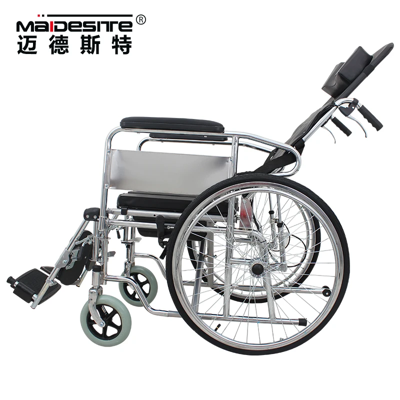 Foldable reclining manual wheelchair with inflatable big wheels cheapest price