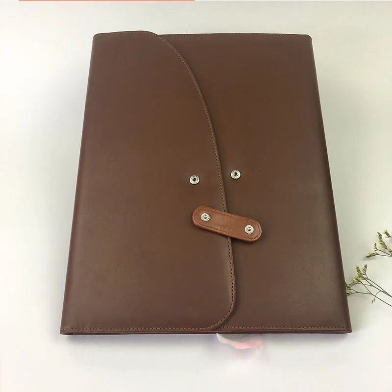 Good quality A4 leather portfolio file folder manufacturer, portfolio folder with calcutator