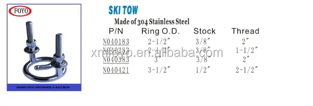 Boat Marine Stainless Steel Transom Mount Water Ski Tow Hook Ring