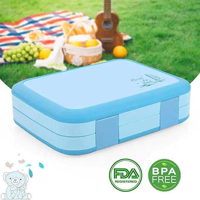 Lunch Box for Kids Bento Box Container Children with Spoon Super Leakproof 5-Compartment Durable BPA-Free Microwave Safe