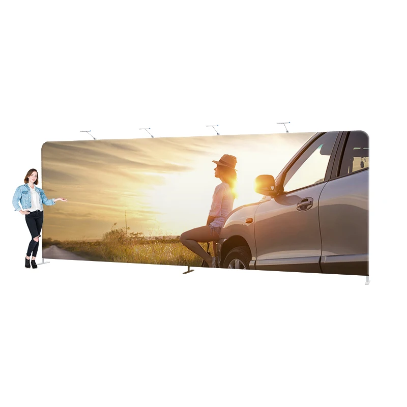 custom standard portable tension fabric aluminum tubes frame stand trade show collapsible backdrop with custom logo