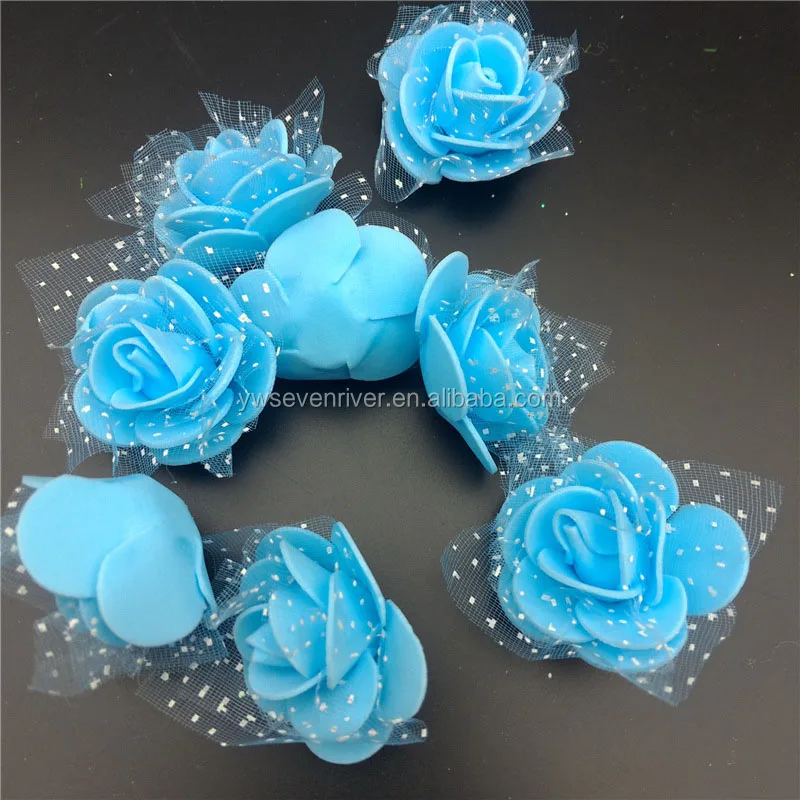 Artificial flowers colorful mini pe foam rose head flower hair accessories artificial rose
