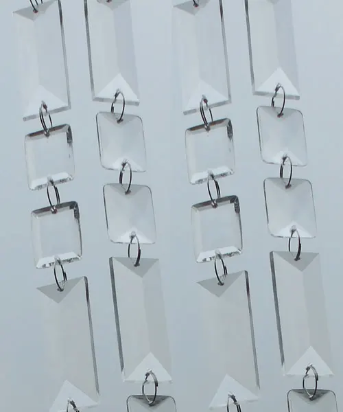 Hot Sale Clear Rectangle And Square Shaped Acrylic  Beaded Garland Hanging For Christmas Tree