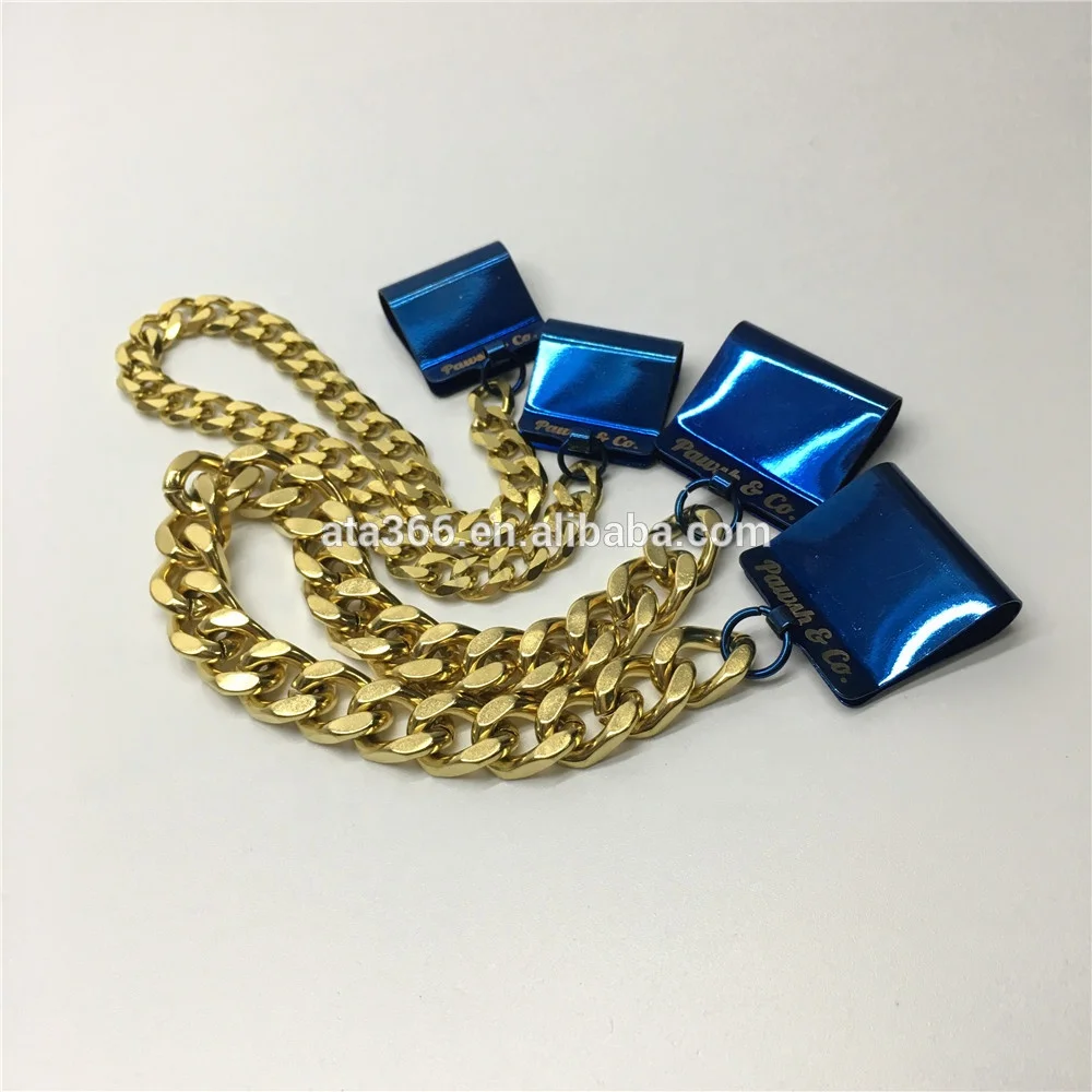 High Quality Dog Clip-On Collar Charms gold dog chain laser logo