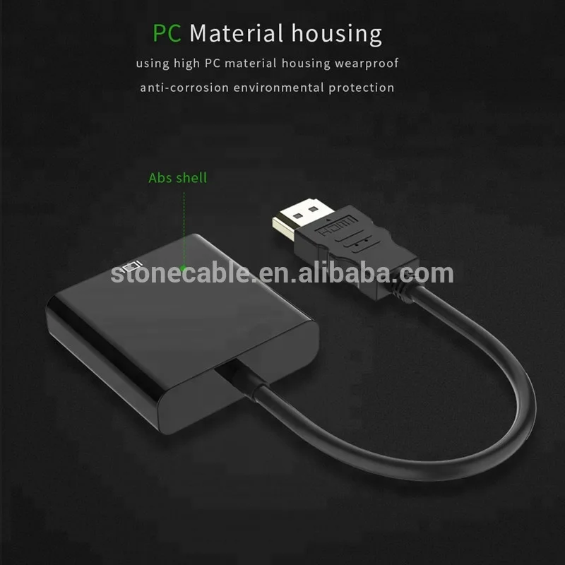 
1080P HDMI Male to VGA Female Adapter Cable - White (15cm) 