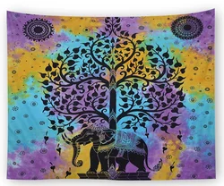 Elephant Mandala Custom Wall Tapestry Wholesale Wall Hanging Round Tree Indian Printed Flat Sheet Paypal,t/t 150*130cm 100 Pcs